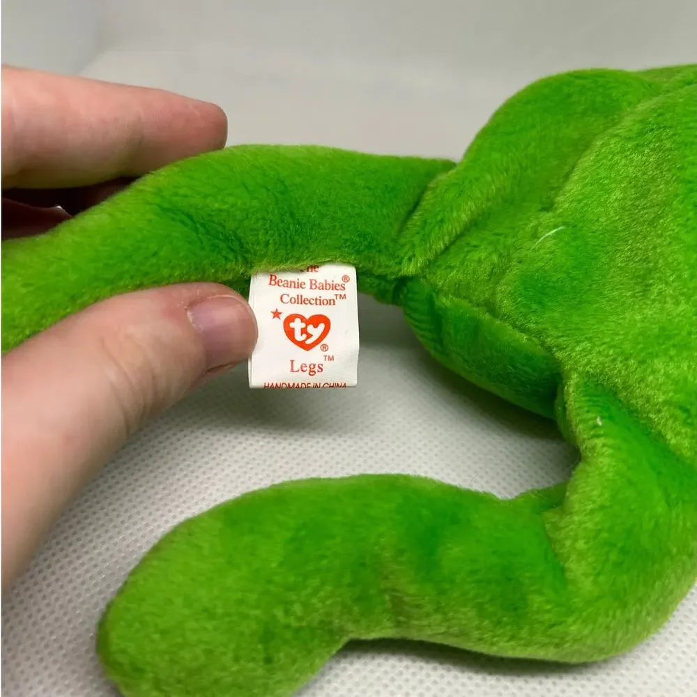 TY BEANIE BABIES LEGS the FROG 1993 Plush Stuffed Animal & Card